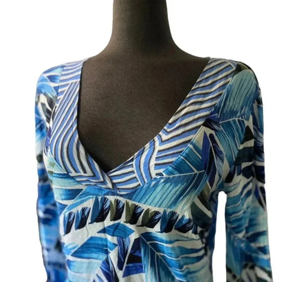 100% RAYON La Blanca Palm Print Swim Beach Party Cover-up - Picture 4 of 7
